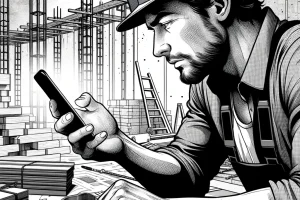 Artisan qui utilise l'intelligence artificielle sur son téléphone