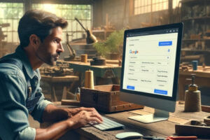 Artisan en train d'optimiser sa fiche entreprise sur Google My Business