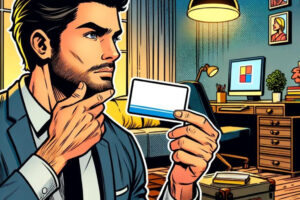 Artisan qui tient une carte de visite dans sa main