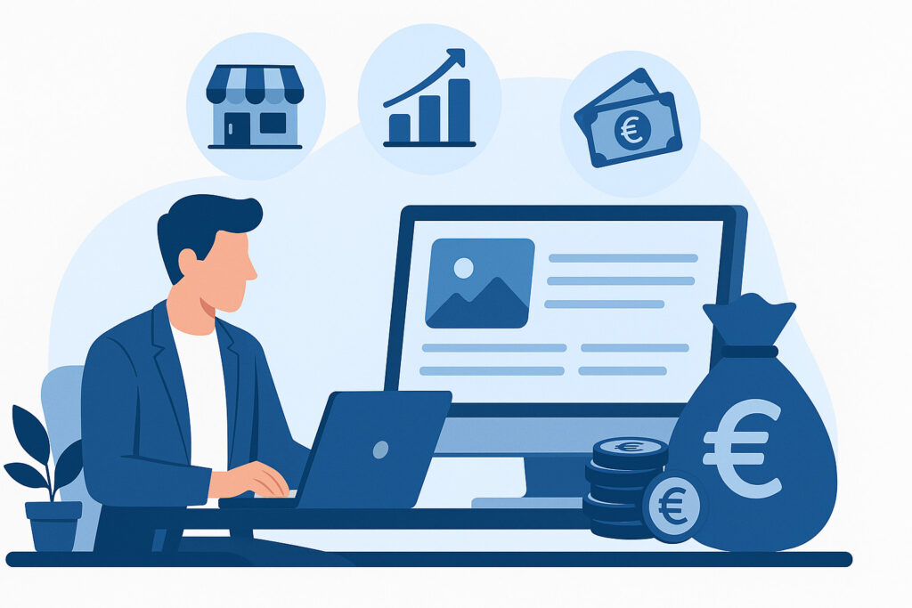 Entrepreneur recherchant sur son ordinateur comment financer la digitalisation de son entreprise