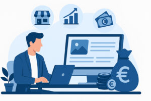 Entrepreneur recherchant sur son ordinateur comment financer la digitalisation de son entreprise