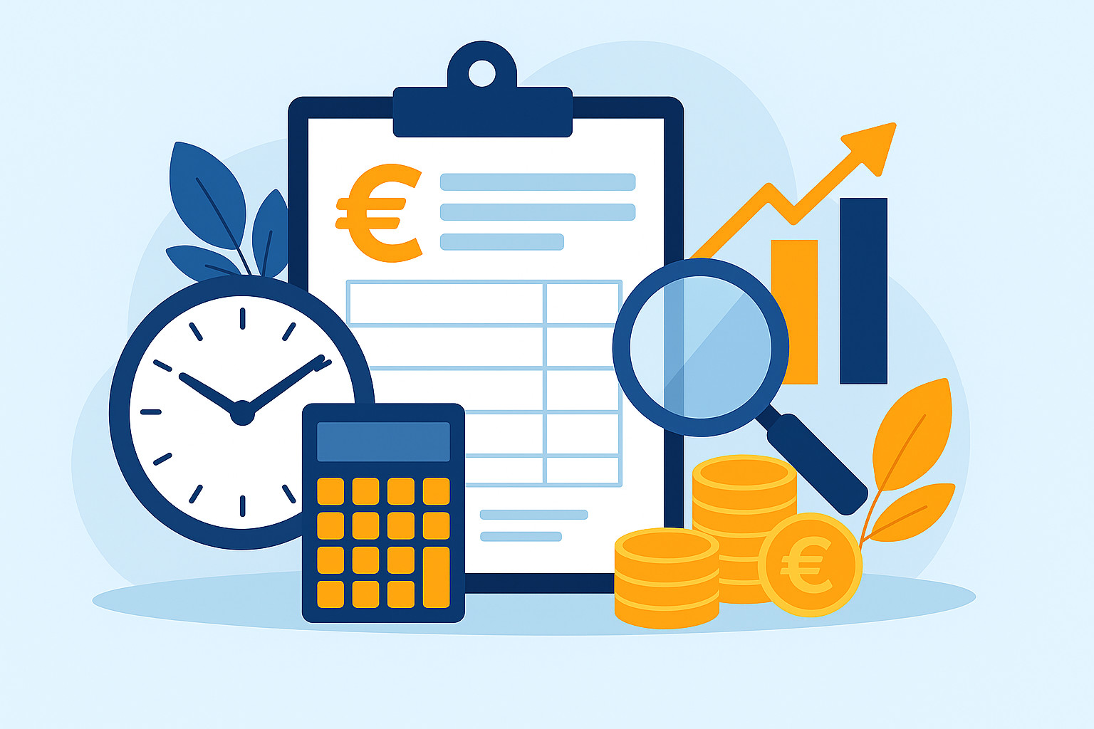 Eléments financiers et de gestion du temps représentant le calcul du coût horaire pour un professionnel