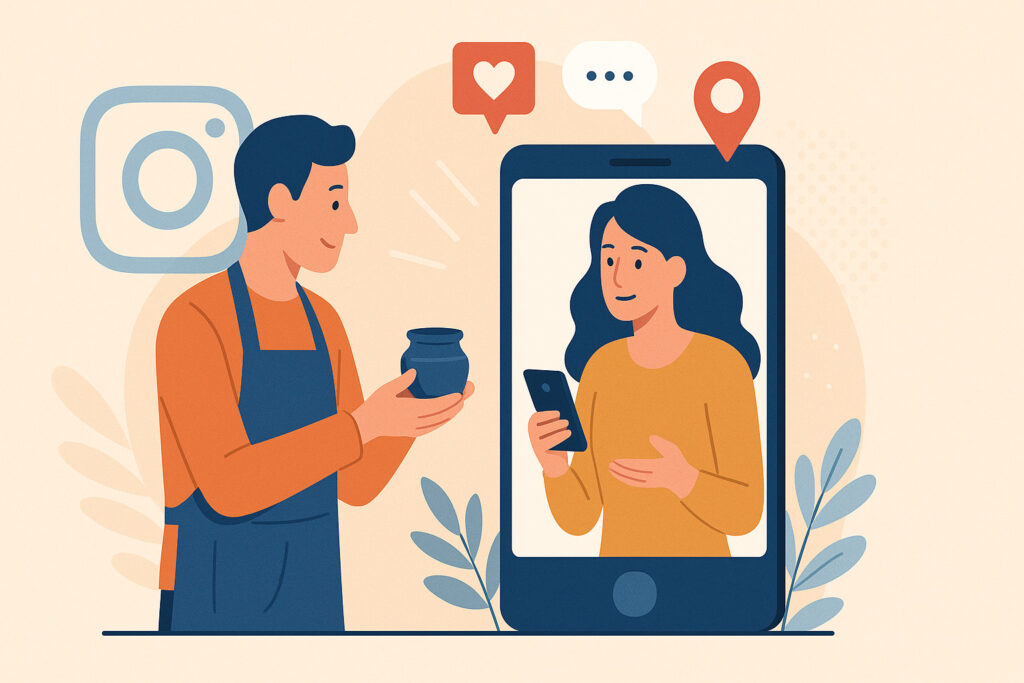 Artisan local collaborant avec une influenceuse sur Instagram