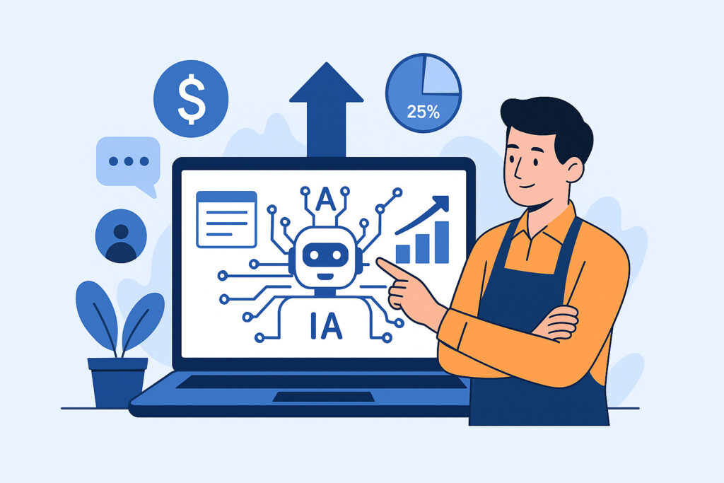 Entrepreneur utilisant l’intelligence artificielle pour piloter la croissance de son entreprise