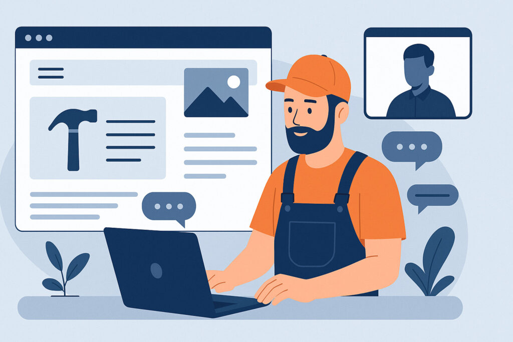Artisan créant un site web avec un freelance