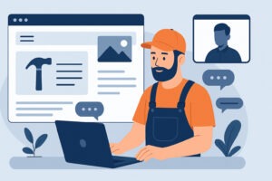 Artisan créant un site web avec un freelance