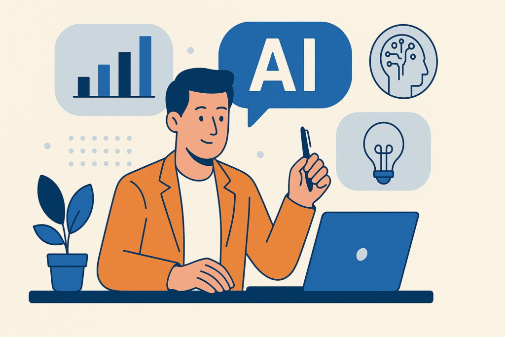 Artisan se formant à l'intelligence artificielle sur un ordinateur portable