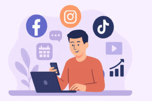 Artisan en train de planifier des contenus sur les réseaux sociaux