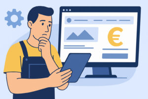 Artisan pensif consultant internet pour connaitre le prix d'un site web