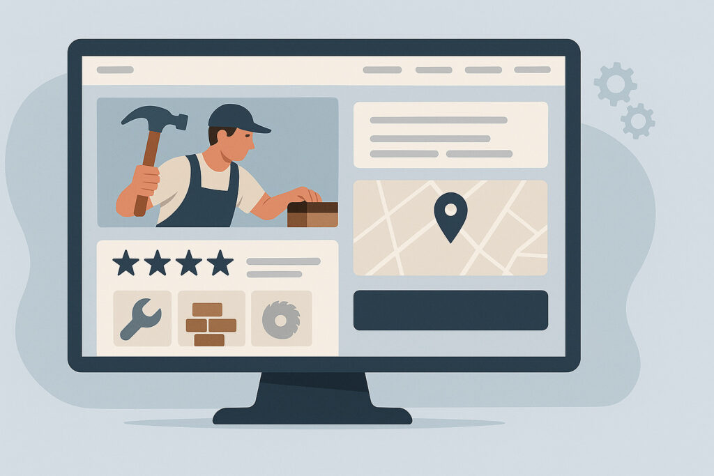 Site web professionnel d’artisan avec présentation de services, avis clients, carte et galerie